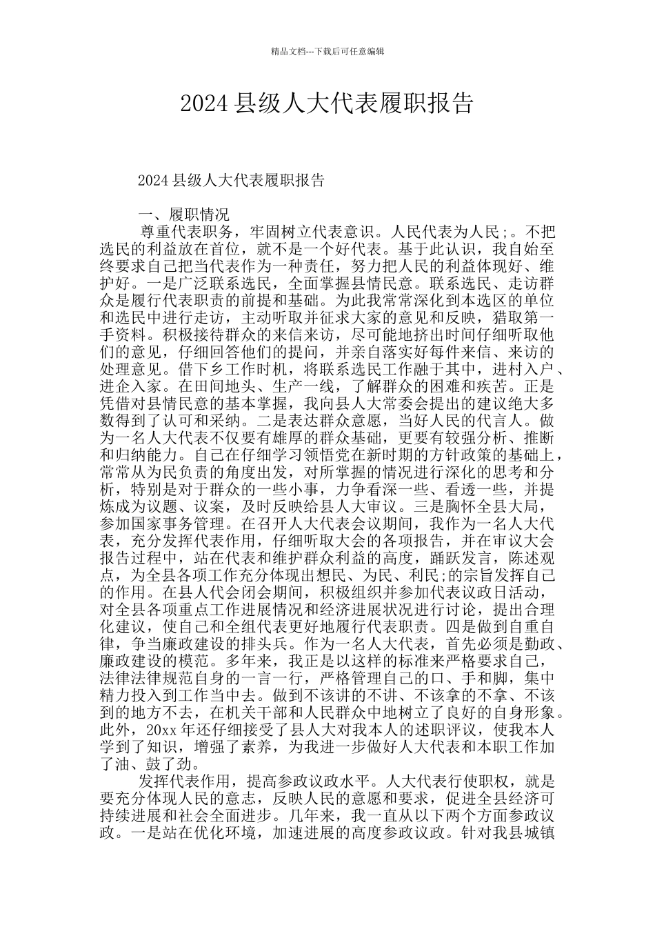 2024县级人大代表履职报告_第1页