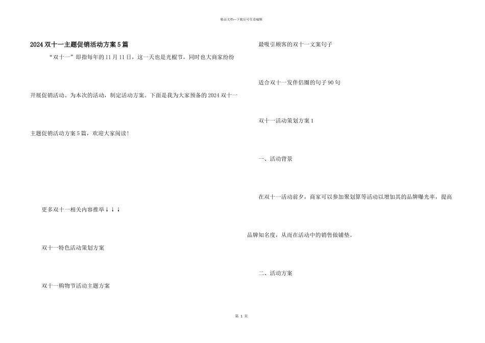 2024双十一主题促销活动方案5篇_第1页