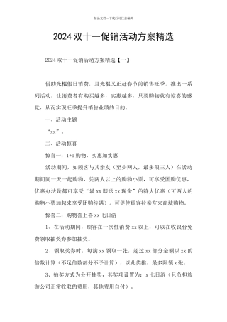 2024双十一促销活动方案精选