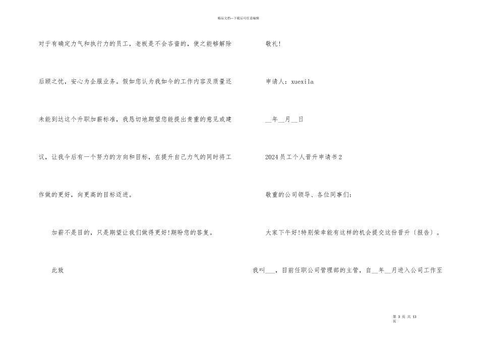 2024员工个人晋升申请书_第3页