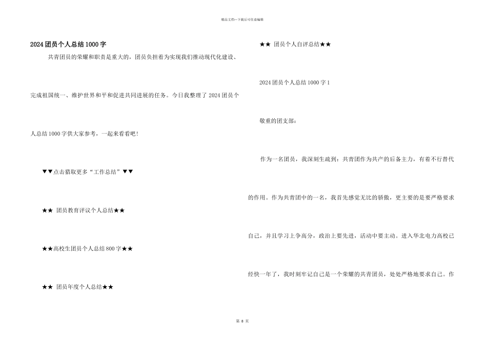 2024团员个人总结1000字_第1页
