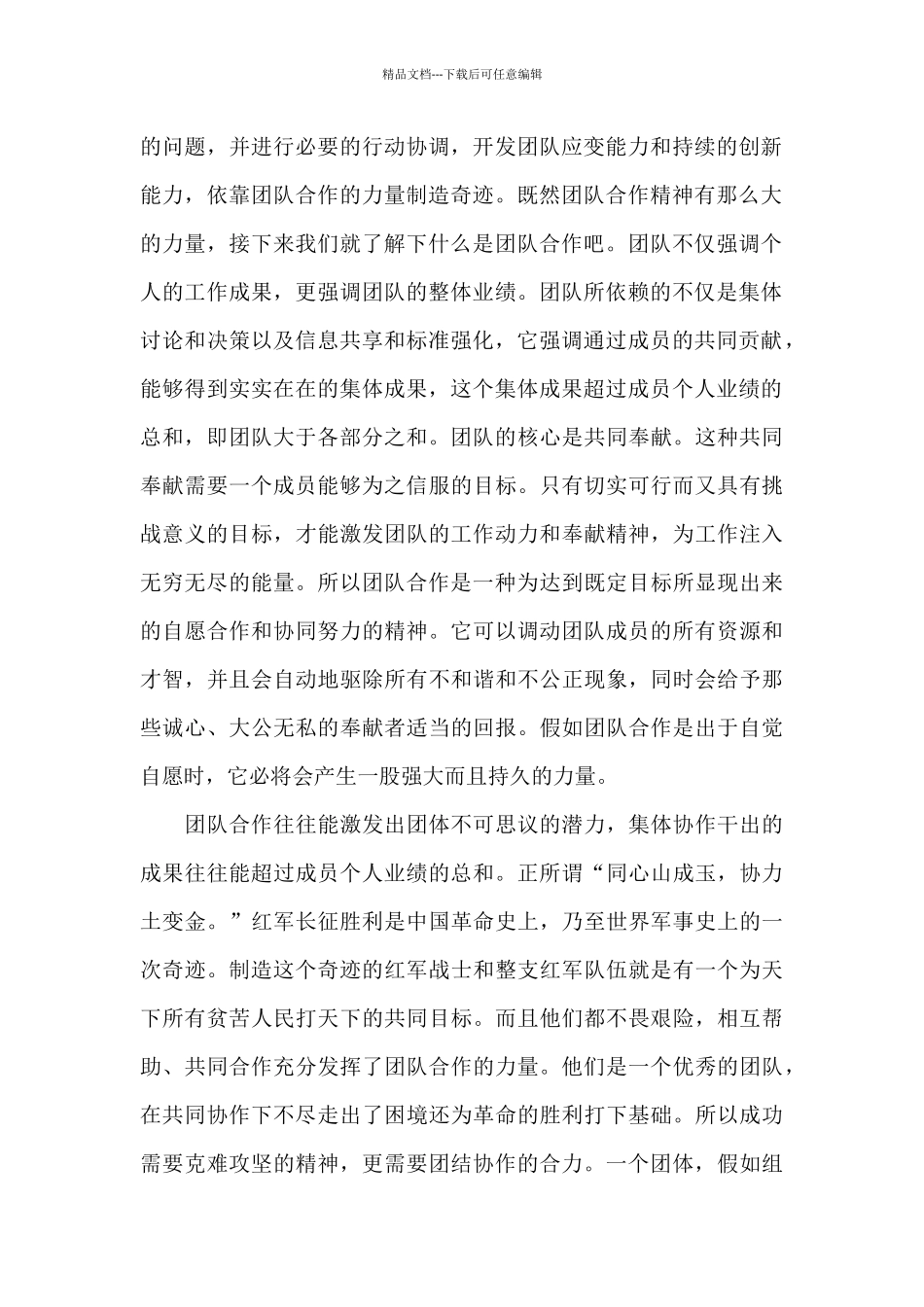 2024团队合作的个人心得体会1000字5篇_第2页