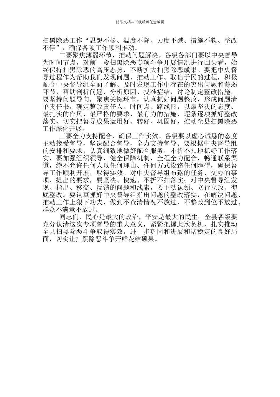 2024在中央督导组扫黑除恶督导动员会上的讲话材料_第2页