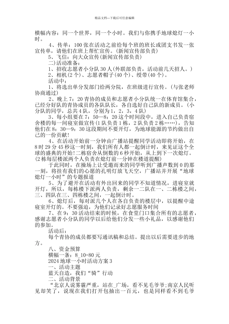 2024地球一小时活动方案模板_第3页