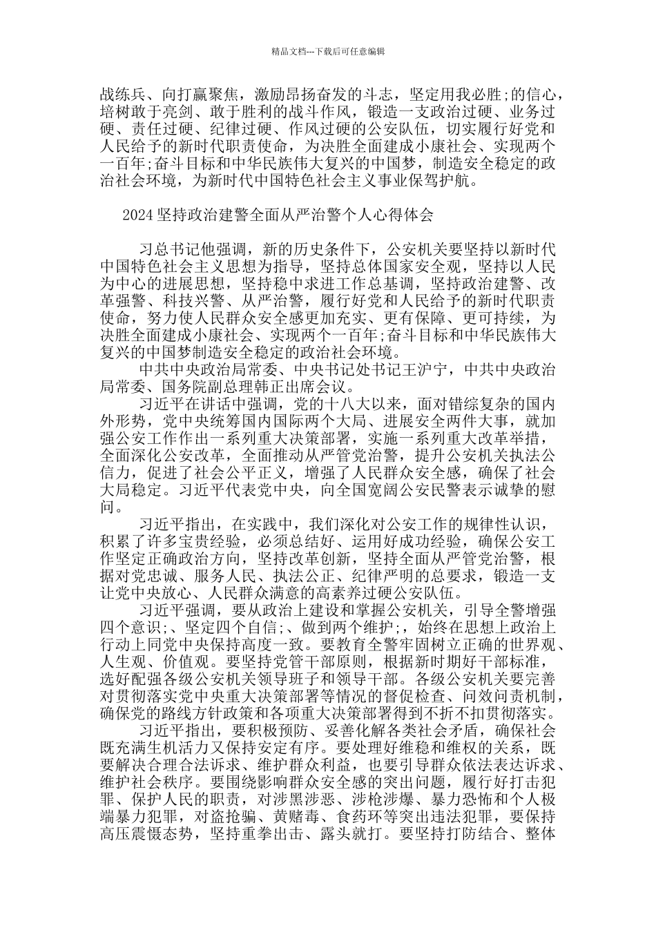 2024坚持政治建警全面从严治警个人心得体会_第2页