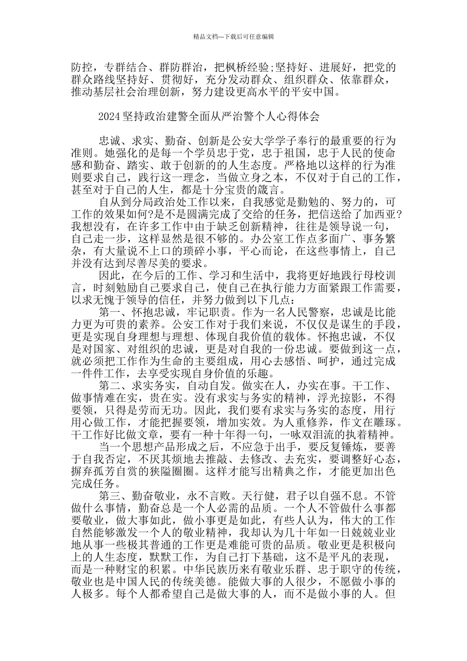 2024坚持政治建警全面从严治警个人心得体会_第3页