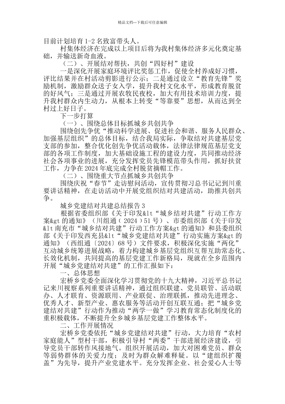 2024城乡党建结对共建总结报告三篇_第3页