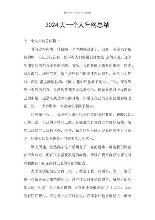 2024大一个人年终总结