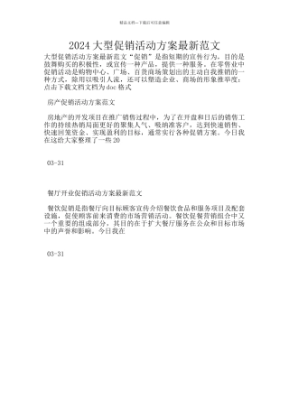2024大型促销活动方案最新范文