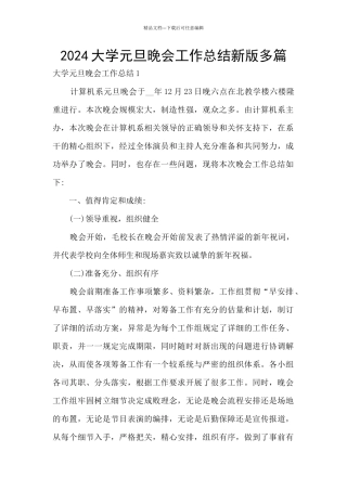 2024大学元旦晚会工作总结新版多篇