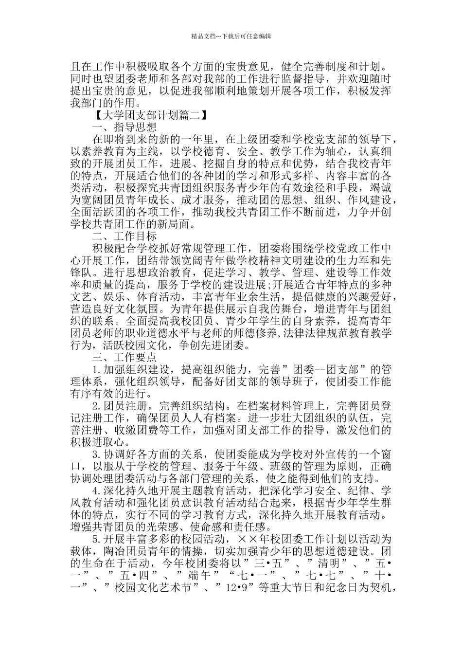 2024大学团支部工作计划_第2页