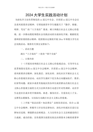 2024大学生实践活动计划