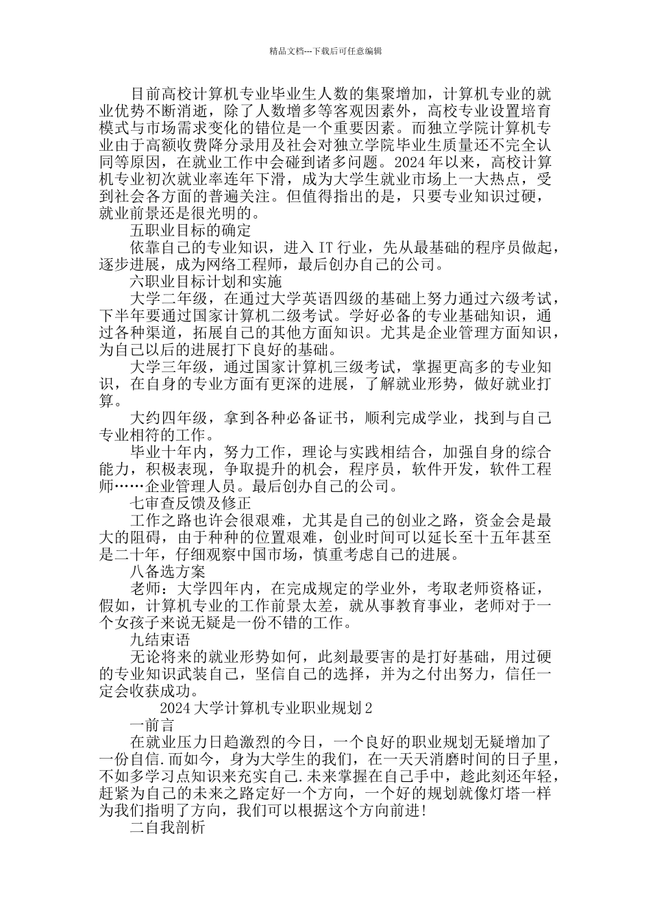2024大学计算机专业职业规划5篇范文大全_第2页