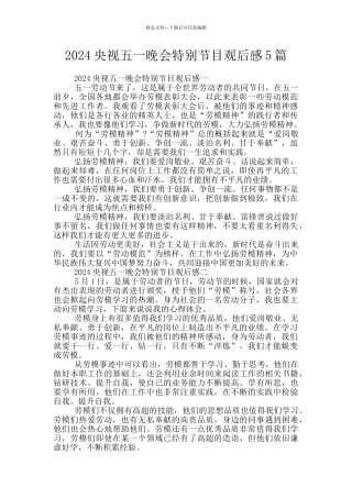 2024央视五一晚会特别节目观后感5篇