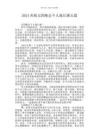 2024央视五四晚会个人观后感五篇