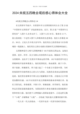 2024央视五四晚会观后感心得体会大全