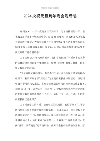 2024央视元旦跨年晚会观后感