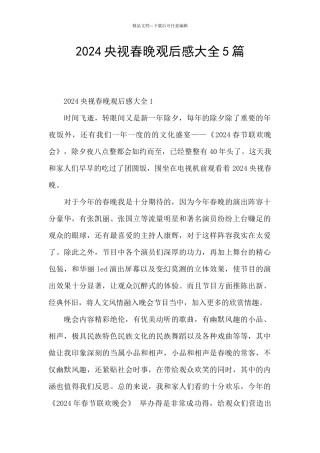 2024央视春晚观后感大全5篇