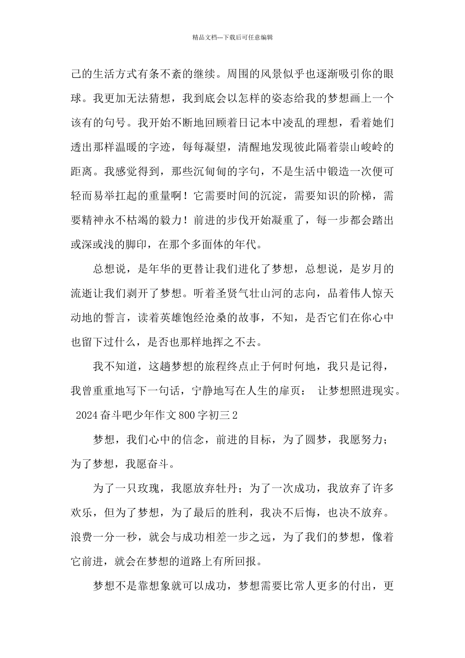 2024奋斗吧少年作文800字初三_第2页