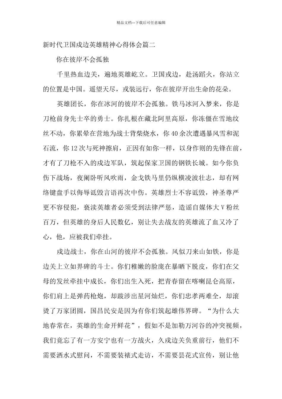 2024学习新时代卫国戍边英雄精神心得体会_第3页