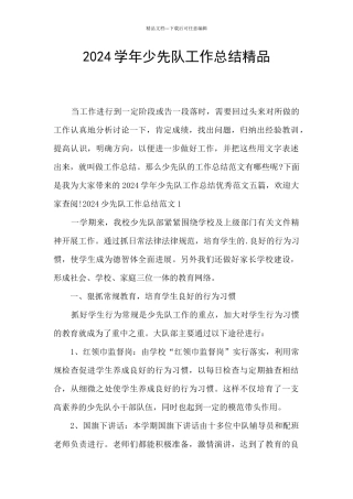 2024学年少先队工作总结精品