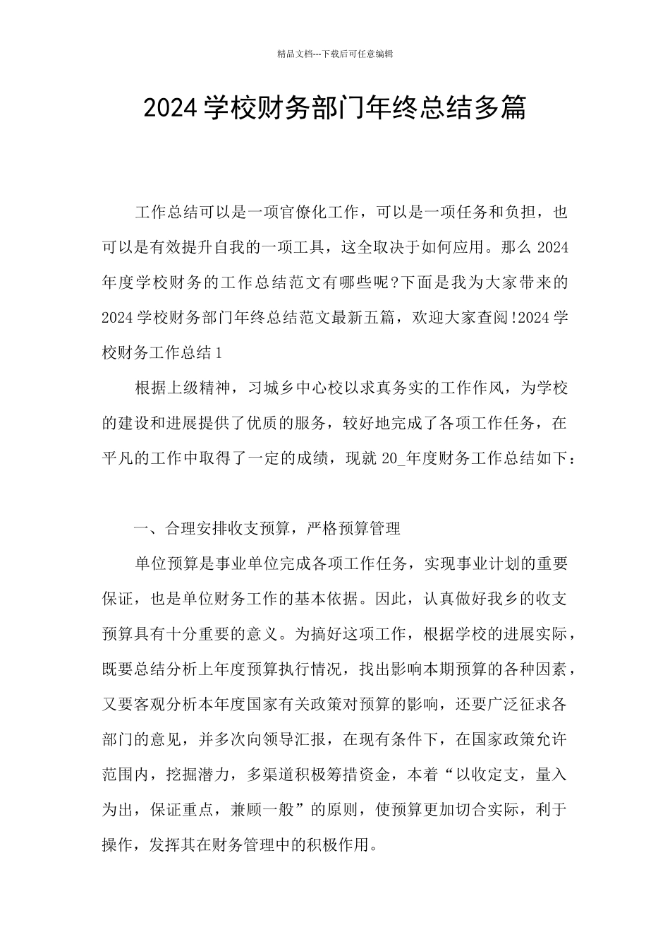 2024学校财务部门年终总结多篇_第1页