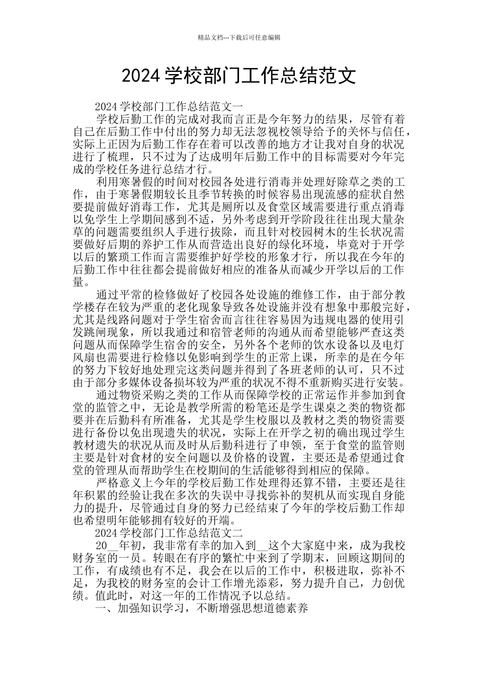 2024学校部门工作总结范文_第1页