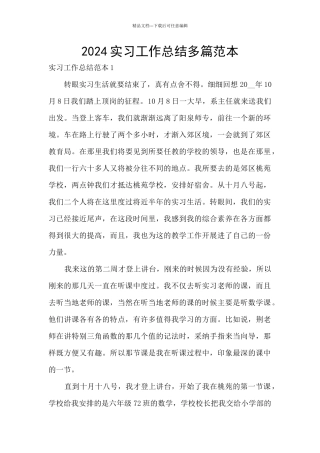 2024实习工作总结多篇范本
