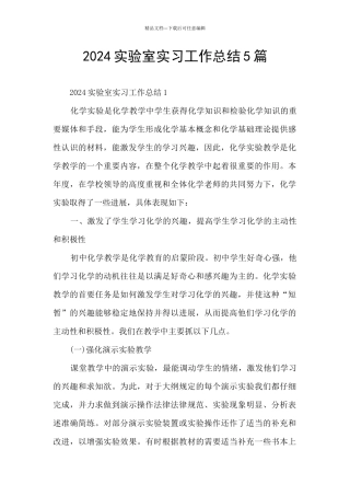 2024实验室实习工作总结5篇
