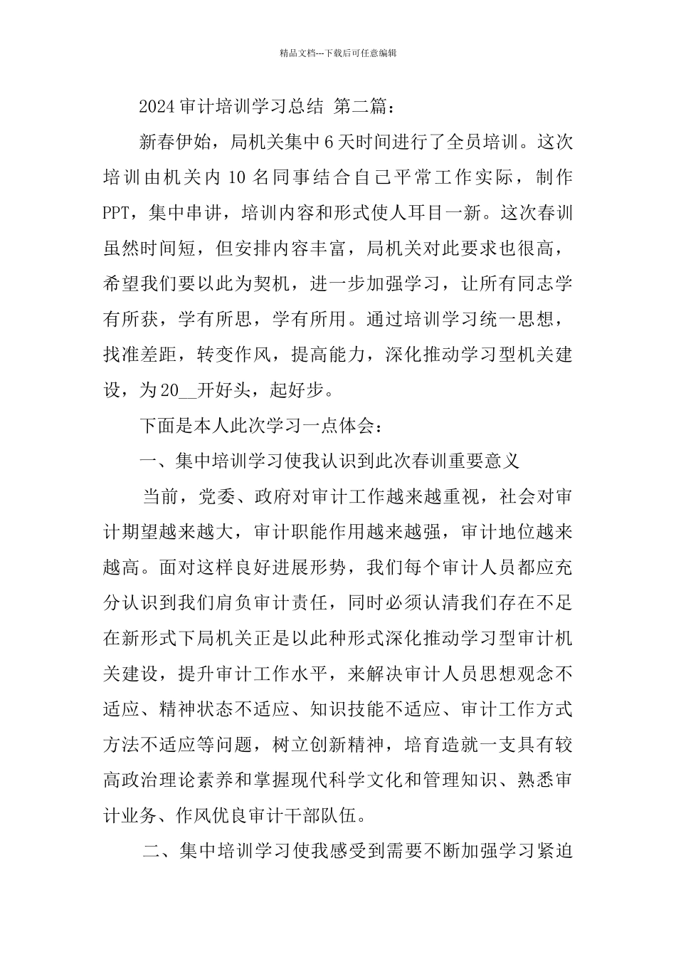2024审计培训学习总结(2篇)_第3页