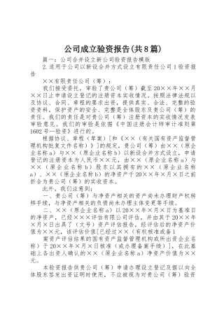 公司成立验资报告(共8篇)_1