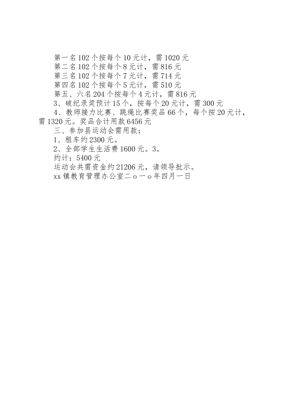 开展运动会的请示报告_第2页