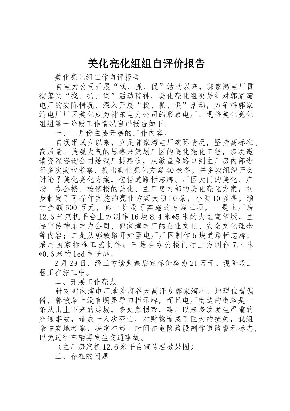 美化亮化组组自评价报告_第1页