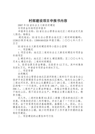 村部建设项目申报书内容