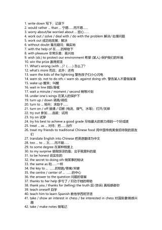 初中英语考试必背短语总结