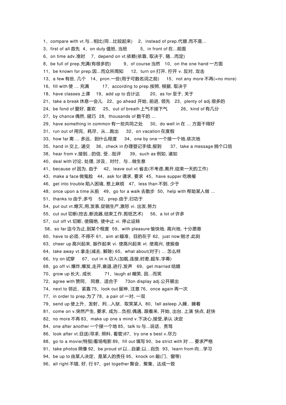 中学英语必掌握的重点短语300个_第1页