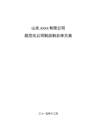 某公司制改制方案模板