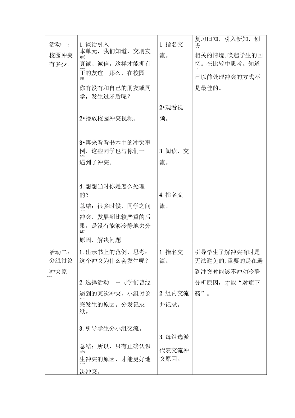 部编版道德与法治四年级下册《当冲突发生》精品教案_第2页
