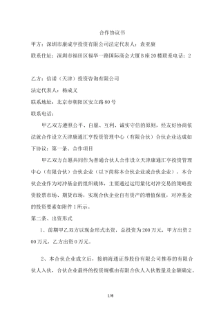 双GP合作协议书