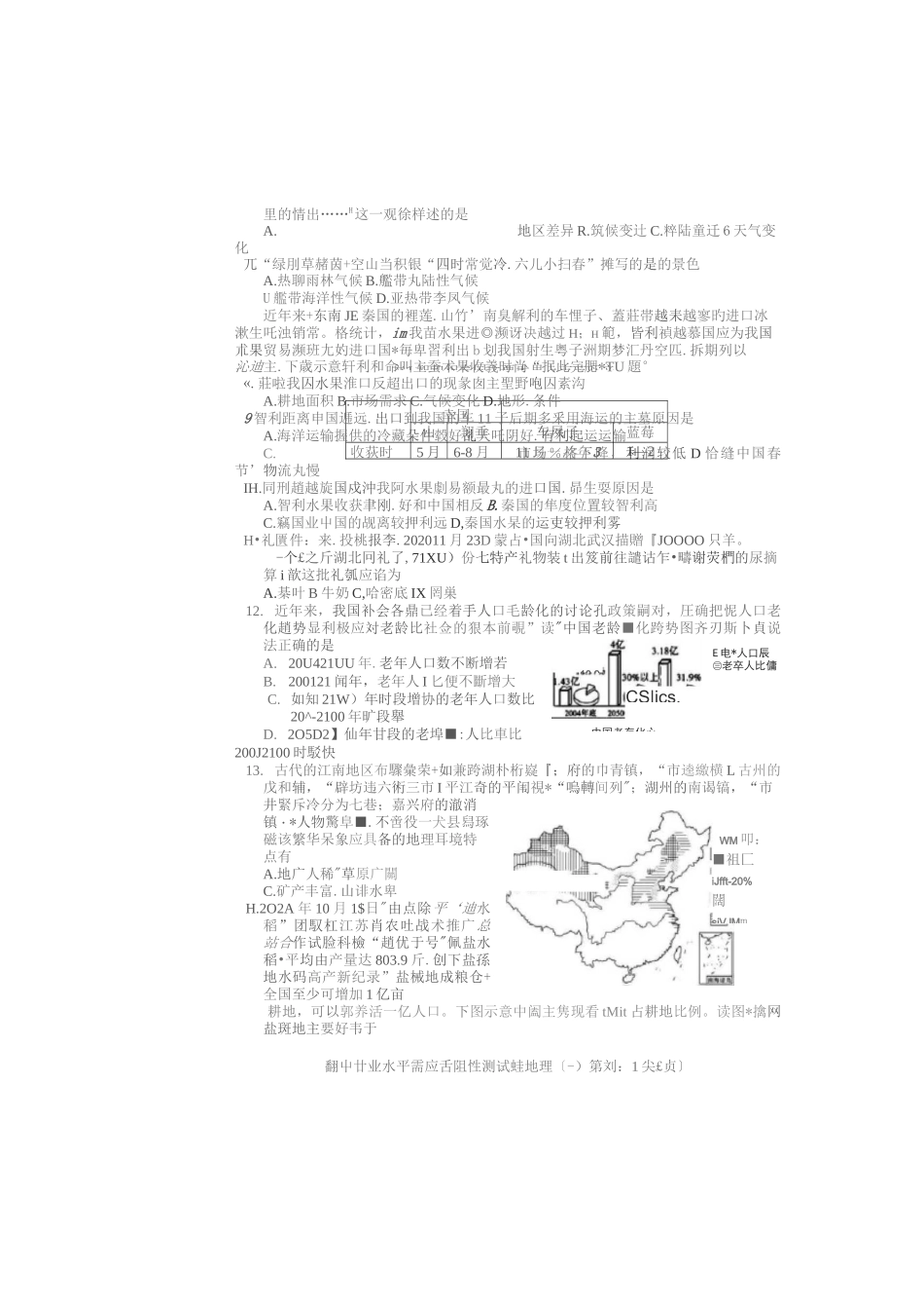 2021年初中地理学业水平考试适应性测试卷_第2页