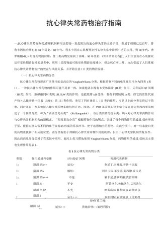 抗心律失常药物治疗指南