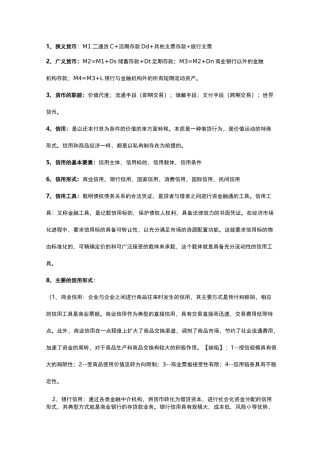 《货币金融学》知识点汇总