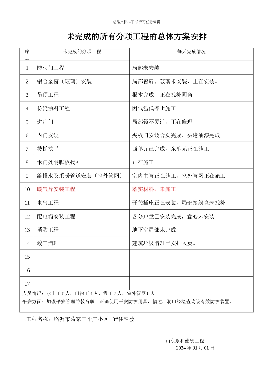 +++新新10#13#楼未完成的工程量与计划_第2页
