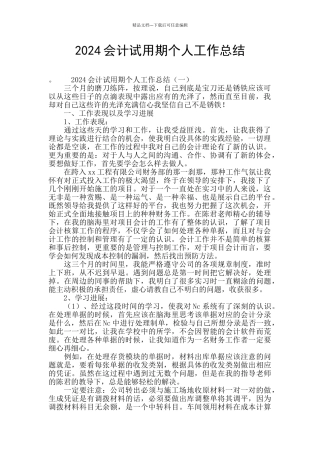 2024会计试用期个人工作总结
