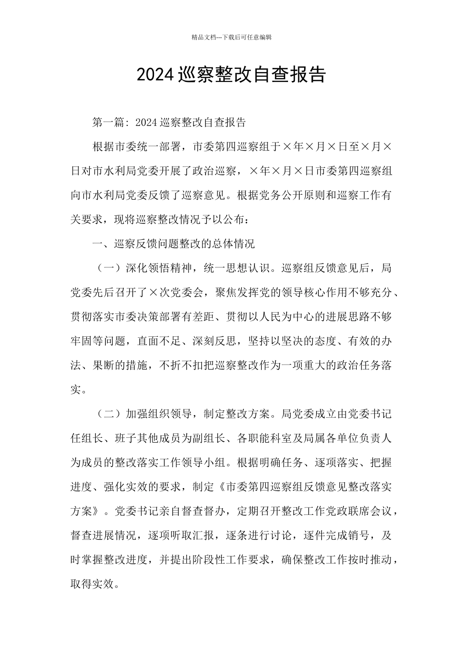 2024巡察整改自查报告_第1页