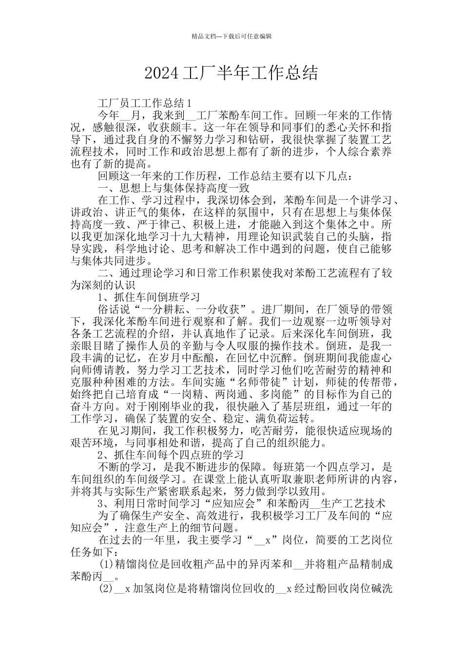 2024工厂半年工作总结_第1页