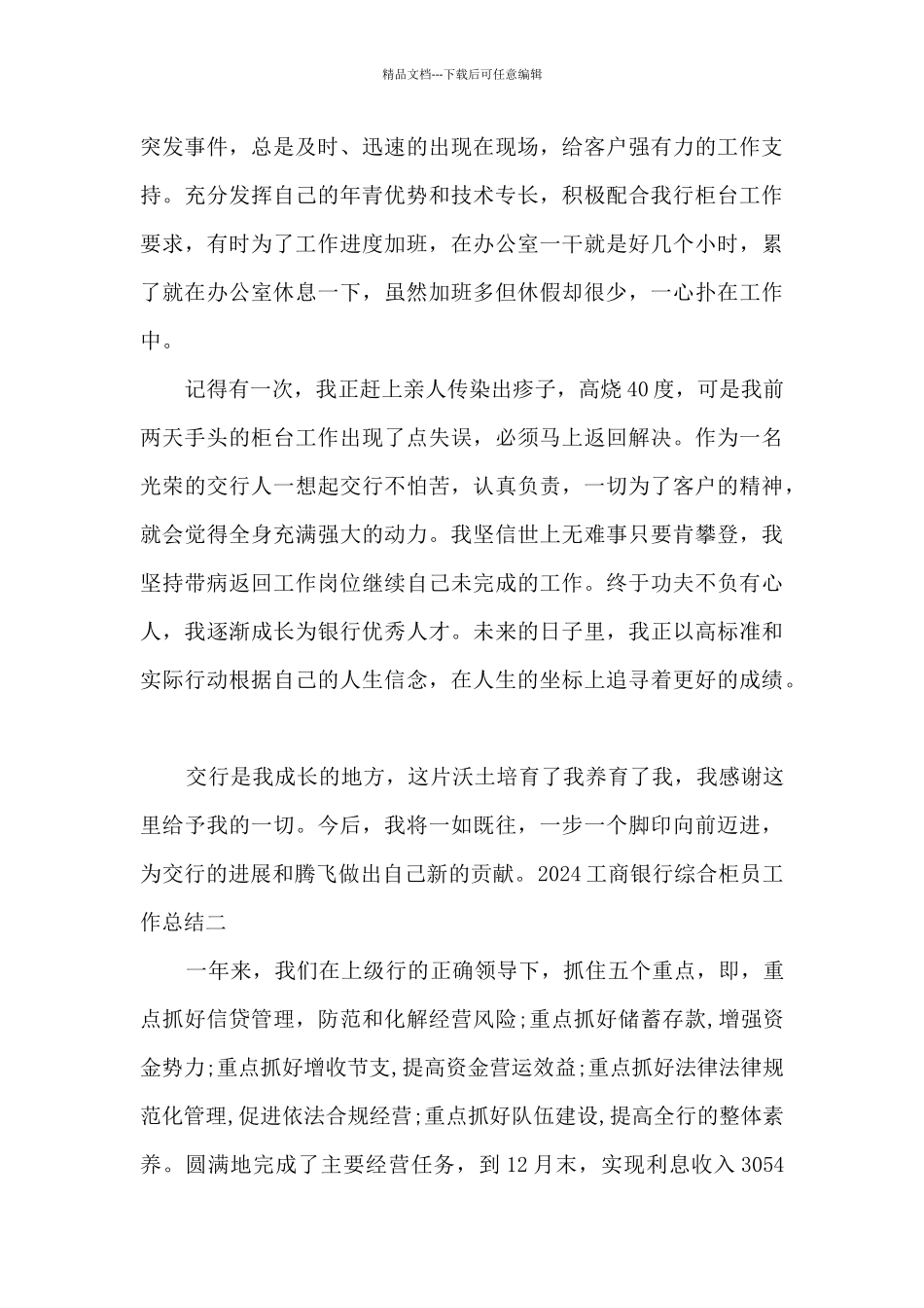 2024工商银行综合柜员工作总结_第2页