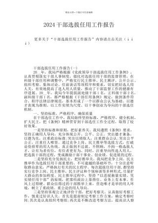 2024干部选拔任用工作报告