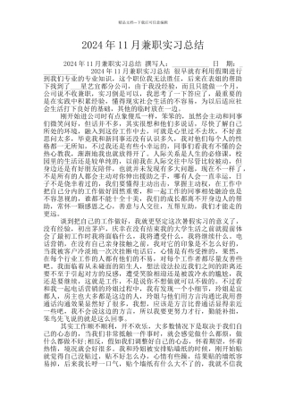 2024年11月兼职实习总结