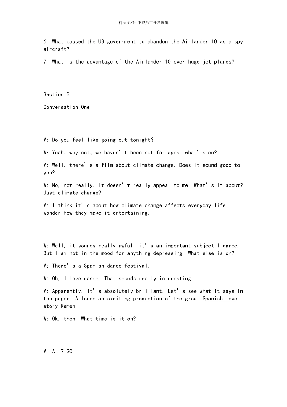 2024年6月四级全套答案及听力原文星火英语版_第3页